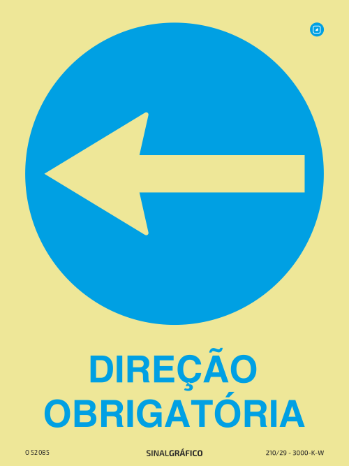 Placa de Sinalética - Direção obrigatória ←