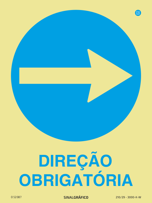Placa de Sinalética - Direção obrigatória →