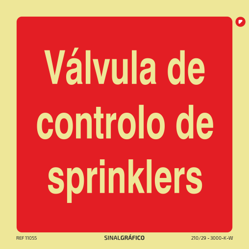 Placa de sinalética -   Válvula de controlo de sprinklers