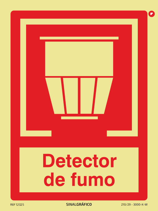Placa de sinalética fotoluminescente - Detector de fumo