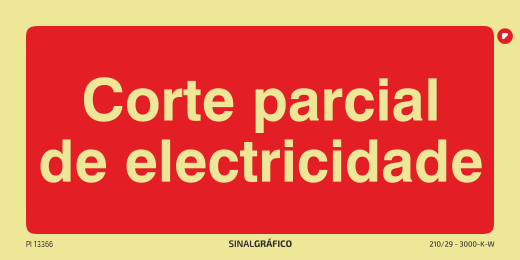 Placa de sinalética - Corte parcial de eletricidade