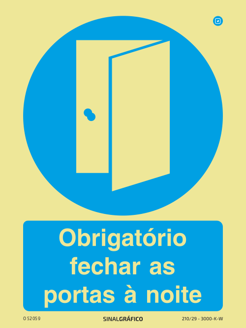 Placa de Sinalética - Obrigatório fechar as portas à noite Criaconsensos - Serviços Gráficos e Publicidade