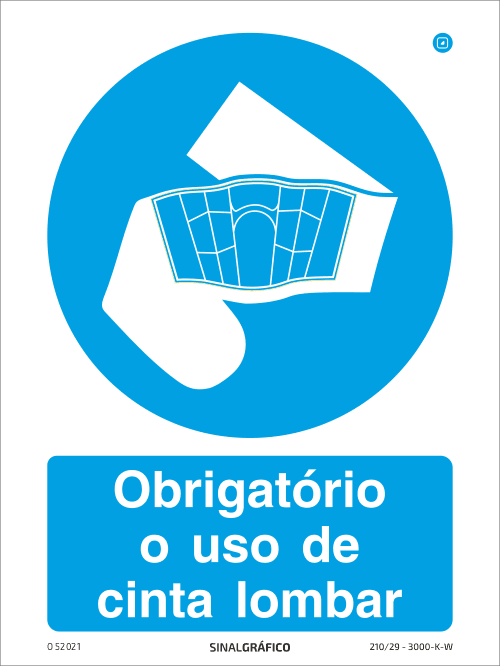 Placa de Sinalética - Obrigatório o uso de cinta lombar - Criaconsensos - Serviços Gráficos e Publicidade